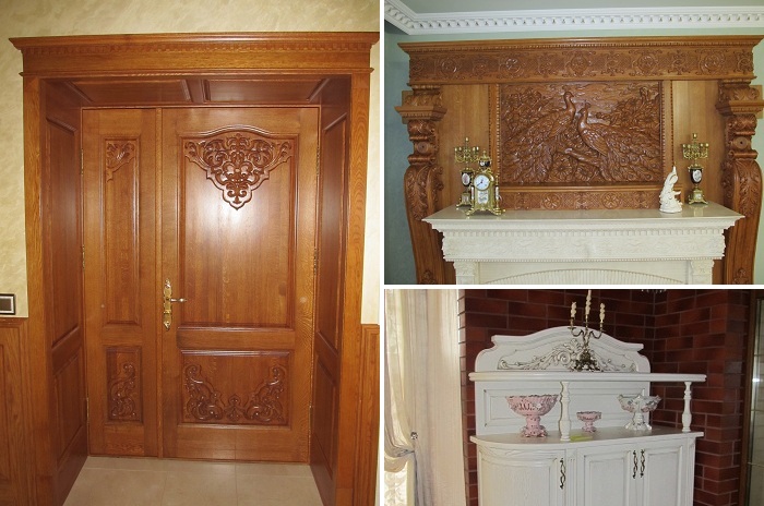 Художественная резьба на дубовых дверях